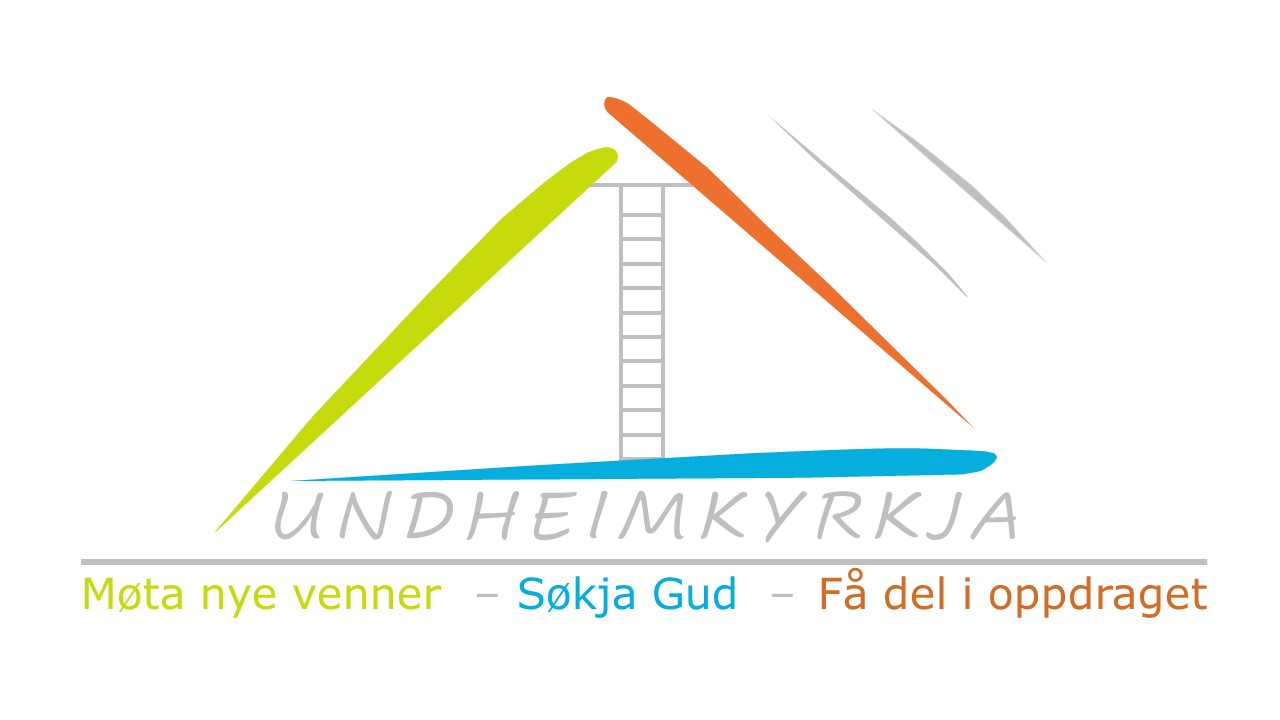 Logoen til Undheim kyrkje med vår visjon: Møta nye venner, søkja Gud, få del i oppdraget.